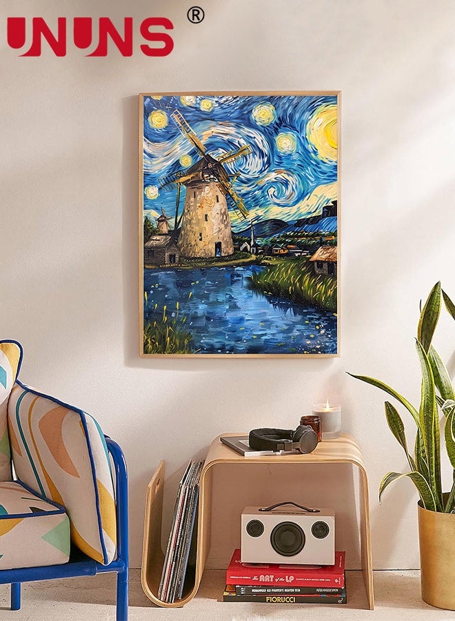 UNUNS Starry Night Diamond Art Kits for Adults,Diamond Painting Kit,Colorful 5D Art with Full Round Diamonds,DIY Craft for Wall Decor,40x50CM,Without Fame - Image 2